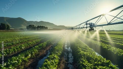 Smart irrigation systems for water efficient agriculture solid background photo