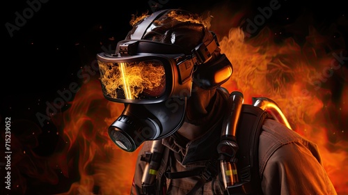 Virtual reality simulations for firefighter hazmat training solid background
