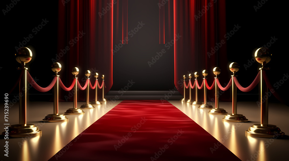 Luxurious and elegant red carpet staircase, holiday awards ceremony event Luxurious and elegant red carpet staircase, holiday awards ceremony event