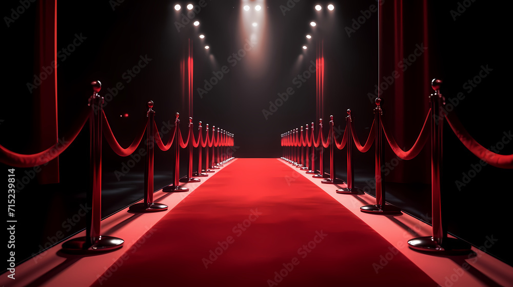 Luxurious and elegant red carpet staircase, holiday awards ceremony event Luxurious and elegant red carpet staircase, holiday awards ceremony event