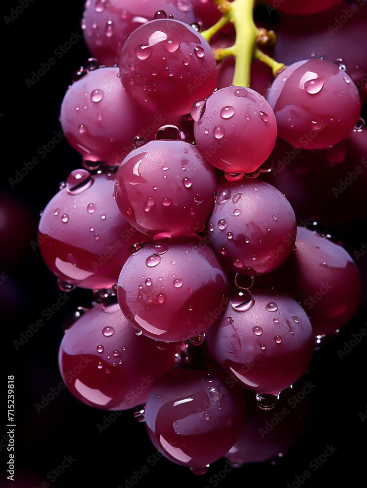 Grape, macroshot of water droplets Grape, macroshot of water droplets