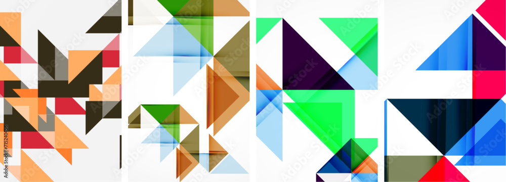 Set of abstract random triangle composition backgrounds. Vector illustration for for wallpaper, business card, cover, poster, banner, brochure, header, website Set of abstract random triangle composition backgrounds. Vector illustration for for wallpaper, business card, cover, poster, banner, brochure, header, website