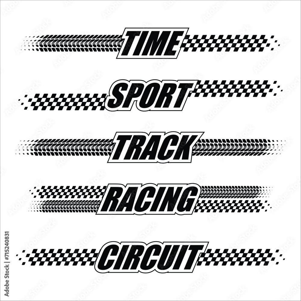 Obraz premium Sport flags text checkered tire set