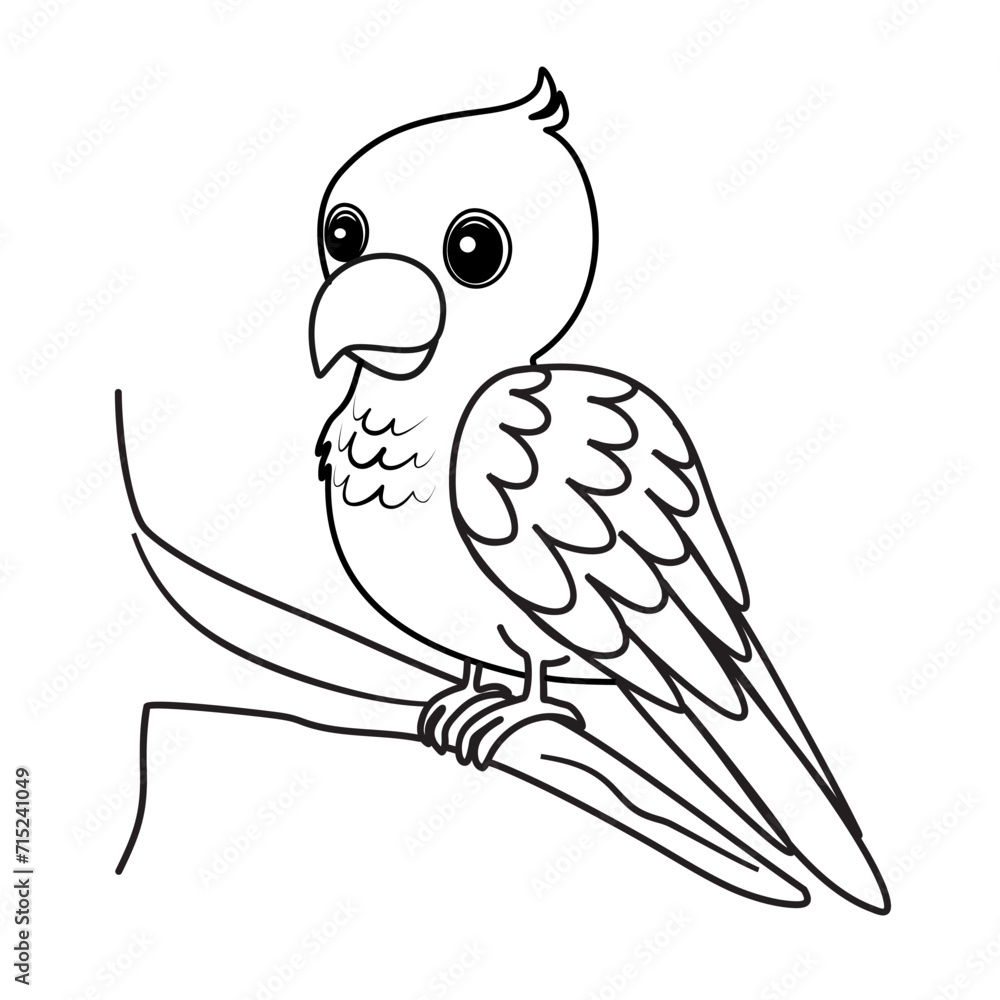 Obraz premium Cute parrot drawing vector line art