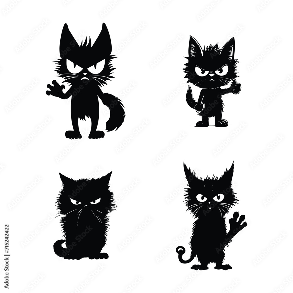 Collection of different halloween black cats
