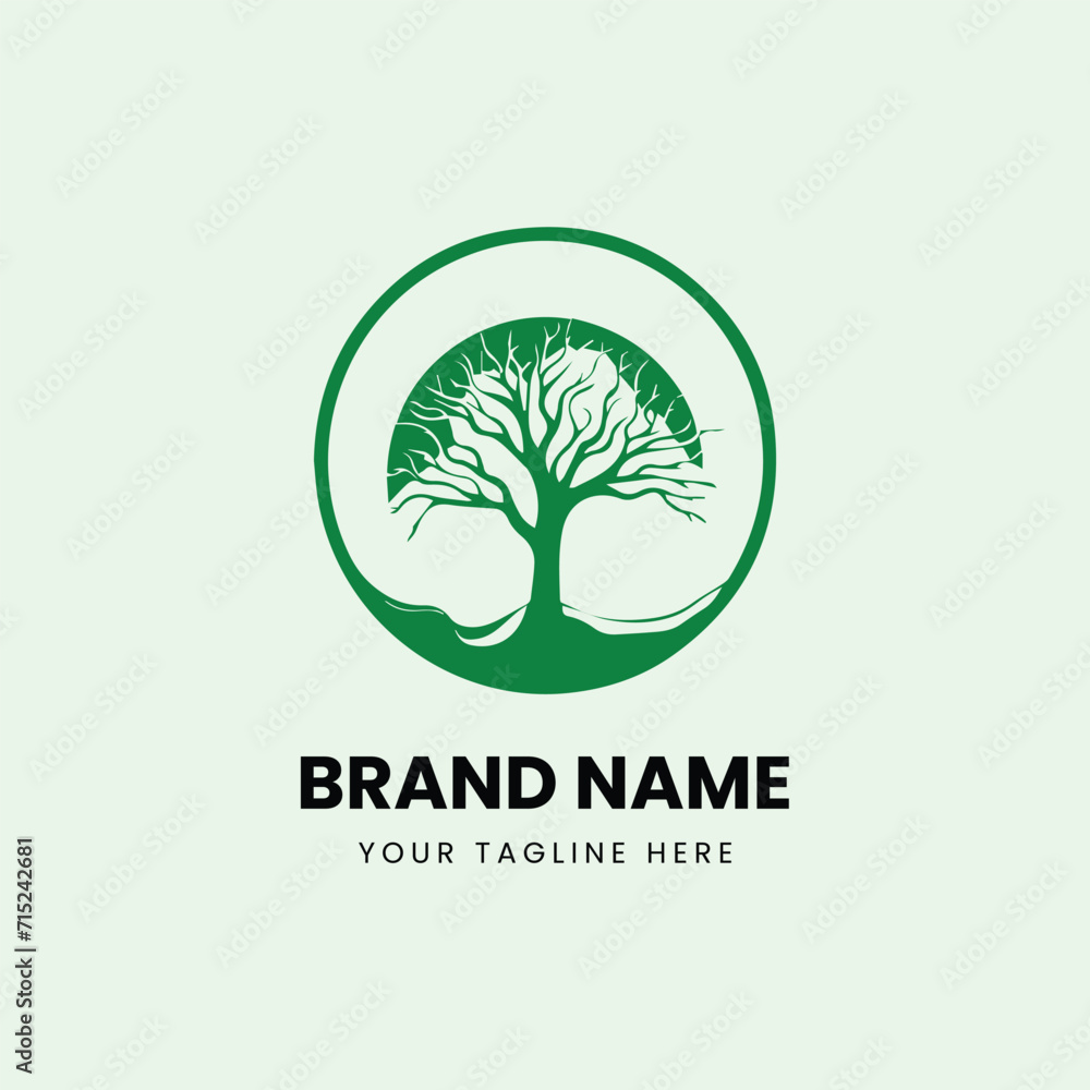 Obraz premium Creative nature tree line art logo design