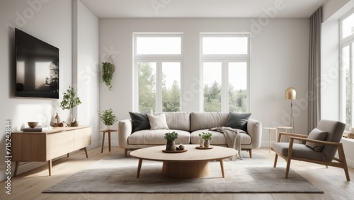 Scandinavian Living Room interior design. 3d render Scandinavian Living Room interior design © Dustin Ai