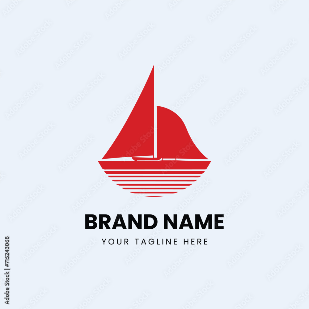 flat minimal boat ship logo