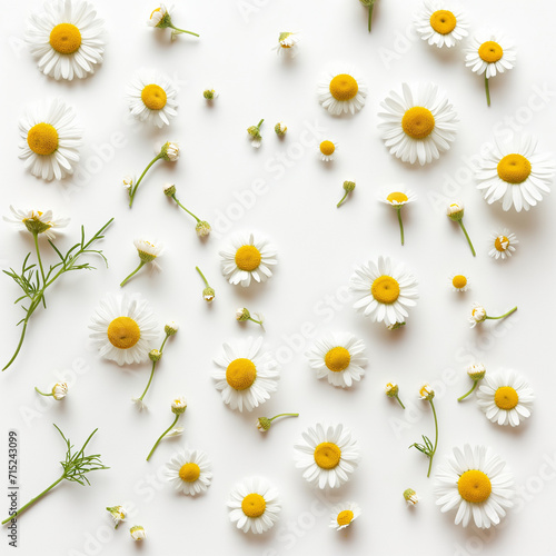 chamomile flowers isolated on white background