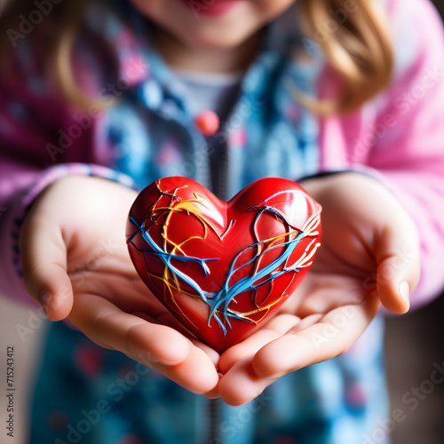 Heart in children's hand Valentine's Day.