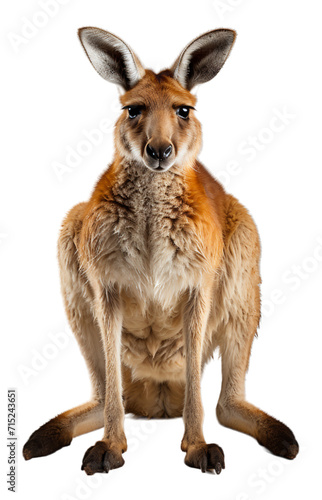 close up portrait of kangaroo animal with transparent background, generative ai