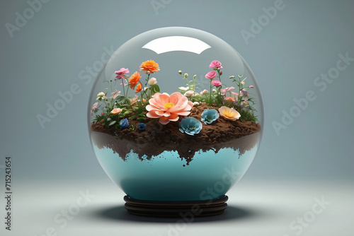 the beauty of flowers in glass balls