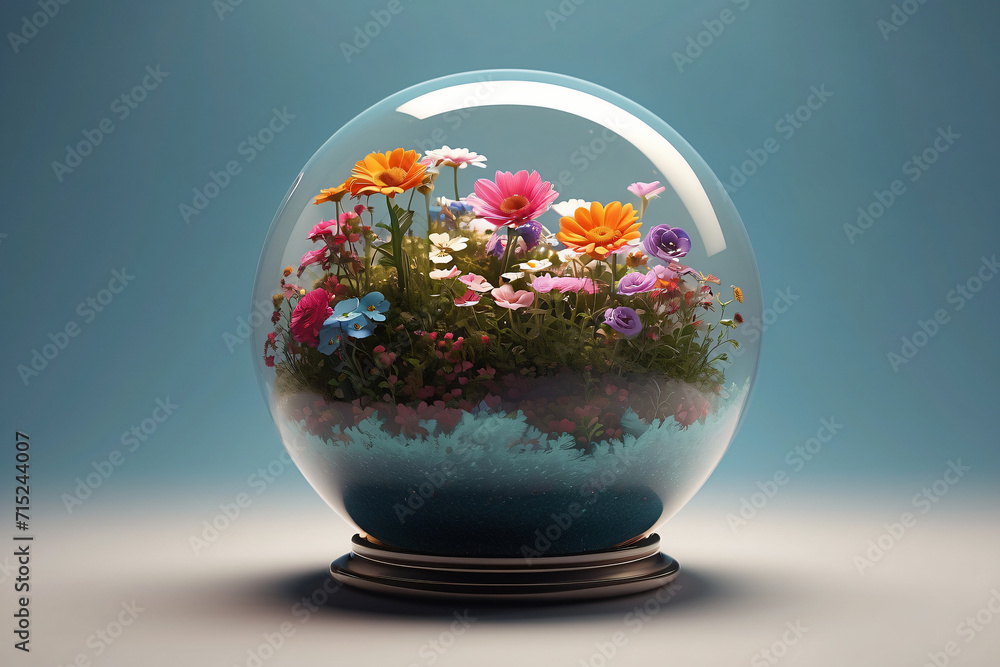the beauty of flowers in glass balls