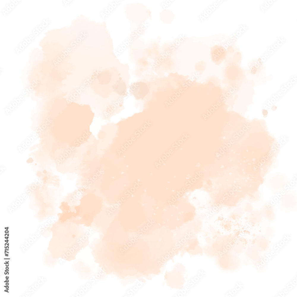 Abstract Peach-Colored Watercolor Clouds on a White Background