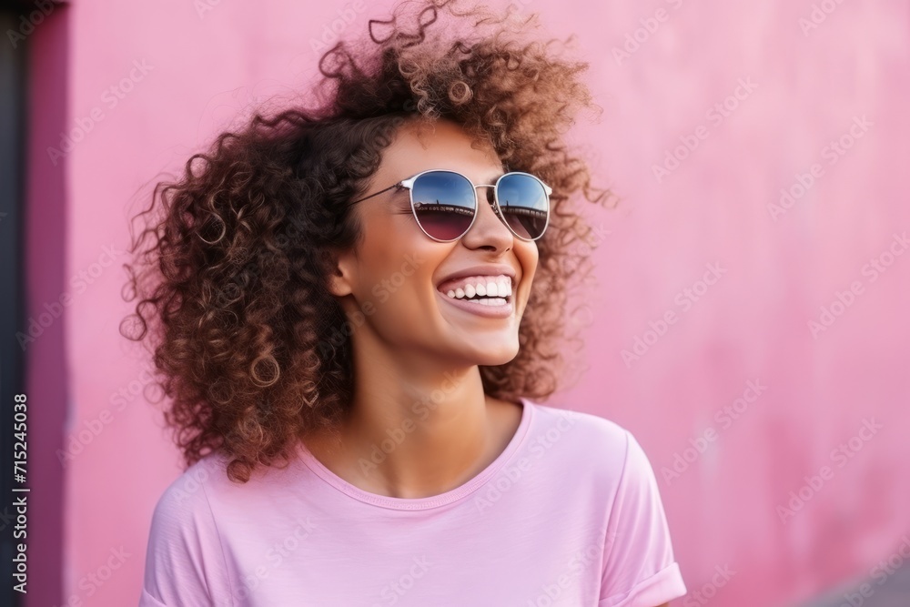 Portrait of a beautiful young african american woman wearing sunglasses