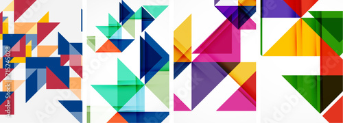 Set of colorful triangle poster cover template backgrounds. Vector illustration For Wallpaper, Banner, Background, Card, Book Illustration, landing page