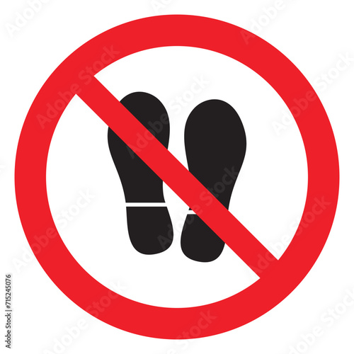 Imprint shoes sign icon. Shoe print symbol, Prohibited shoes icon