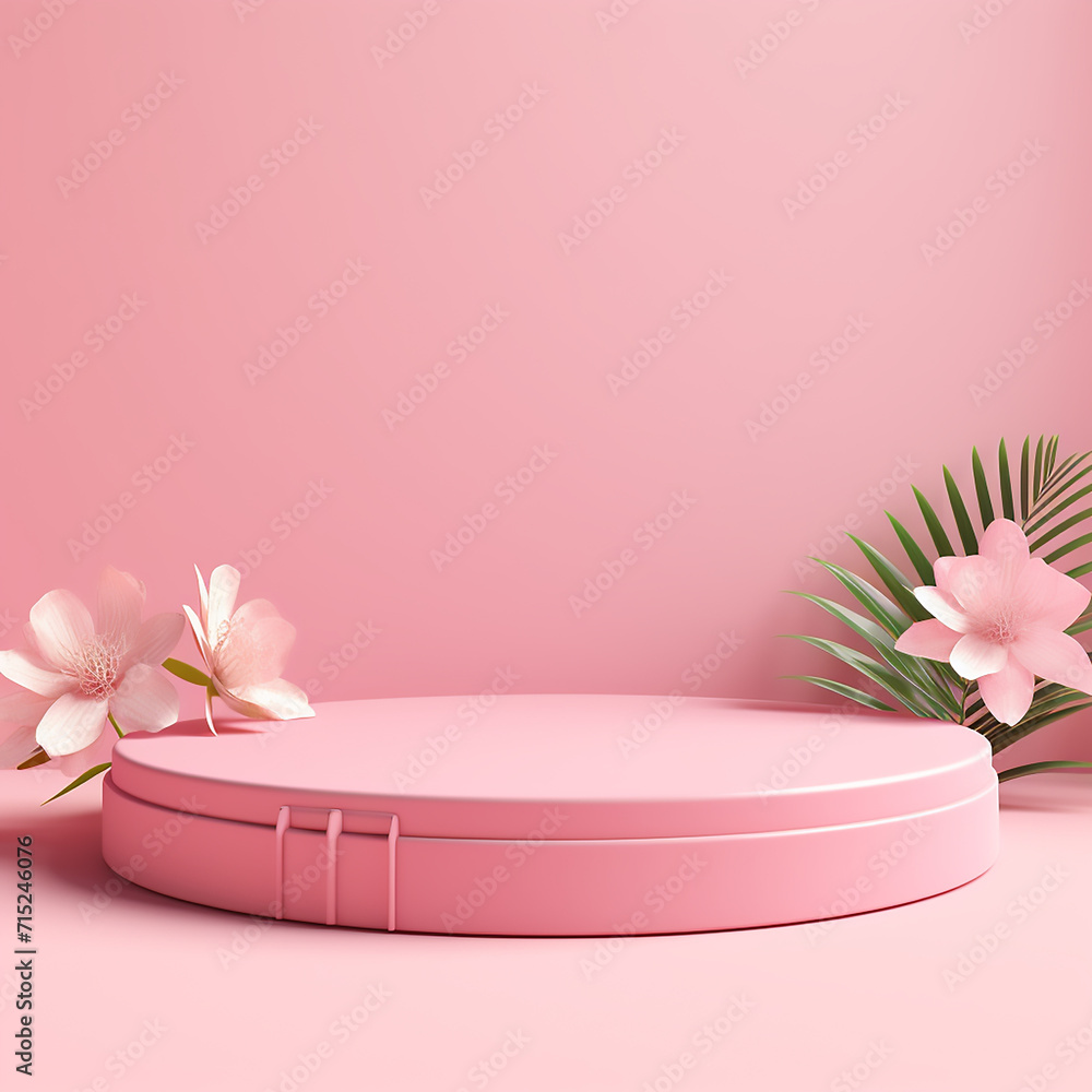 pink background with blossom with generative ai pink background with blossom with generative ai
