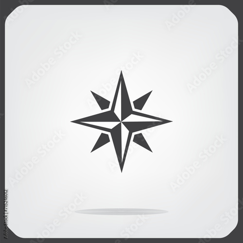Compass icon in glyph. Navigation compass icon. Navigation symbol in glyph. Compass symbol in black. Stock vector illustration 