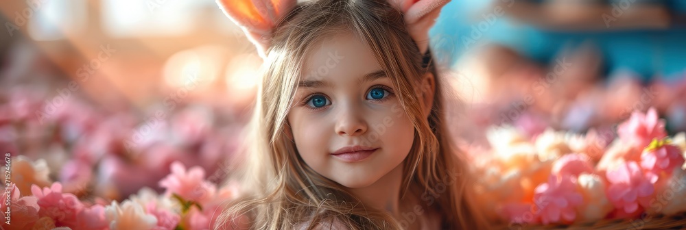 Little Children Bunny Ears Baskets Easter, Background HD, Illustrations Little Children Bunny Ears Baskets Easter, Background HD, Illustrations