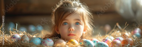 Little Girl Painted Easter Eggs Home, Background HD, Illustrations