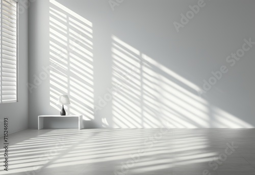 Empty white room with white walls and floor with plant vase. Created with Ai © Image Innovate