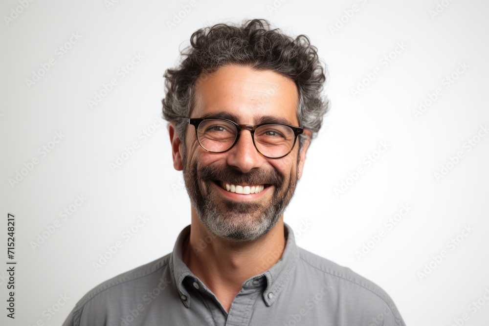 Handsome middle age man with beard and glasses on white background Handsome middle age man with beard and glasses on white background