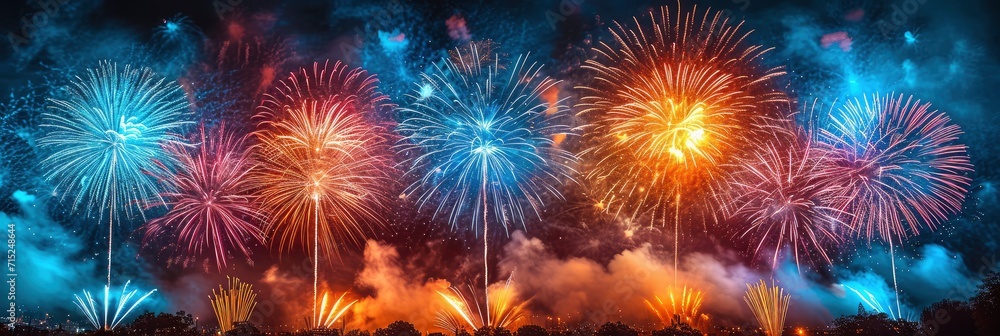 Fototapeta premium Real Fireworks Photo Sky, Background HD, Illustrations