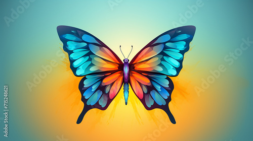 illustration of single simple butterfly its wings delicate interplay colors against undefined space photo