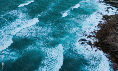 blue sea water, top view of ocean