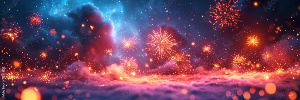 Red Pink Fireworks Beautiful Colorful Firework, Background HD, Illustrations