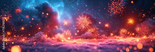 Red Pink Fireworks Beautiful Colorful Firework, Background HD, Illustrations