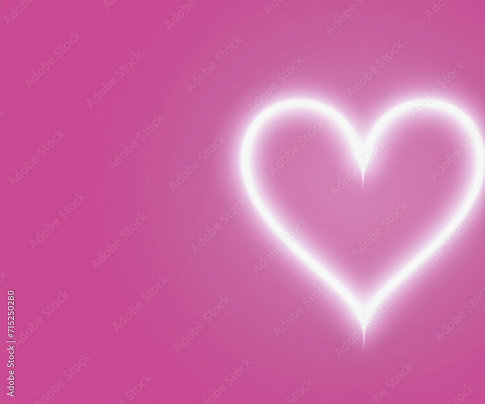 Glowing white heart background on pink background, valentines day card design concept.