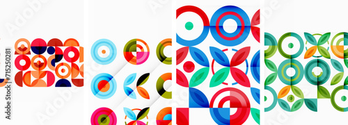 Circles and rings geometric backgrounds. Posters for wallpaper, business card, cover, poster, banner, brochure, header, website