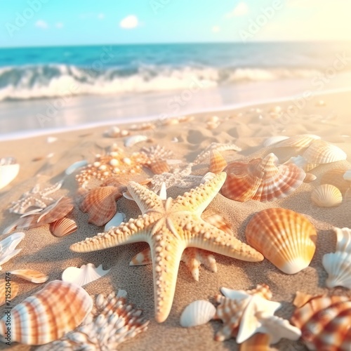 Starfish and Seashells on Seashore - Beach Holiday Vibes