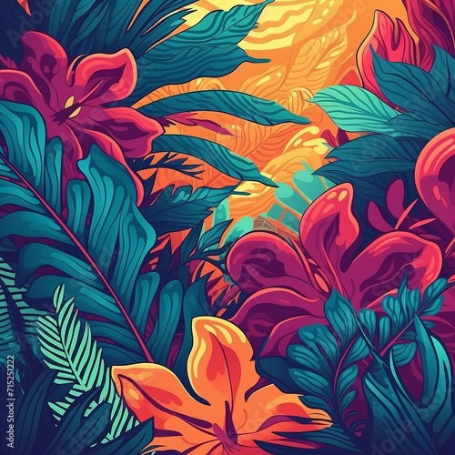 Summer Tropical Background - Illustration AI Generated