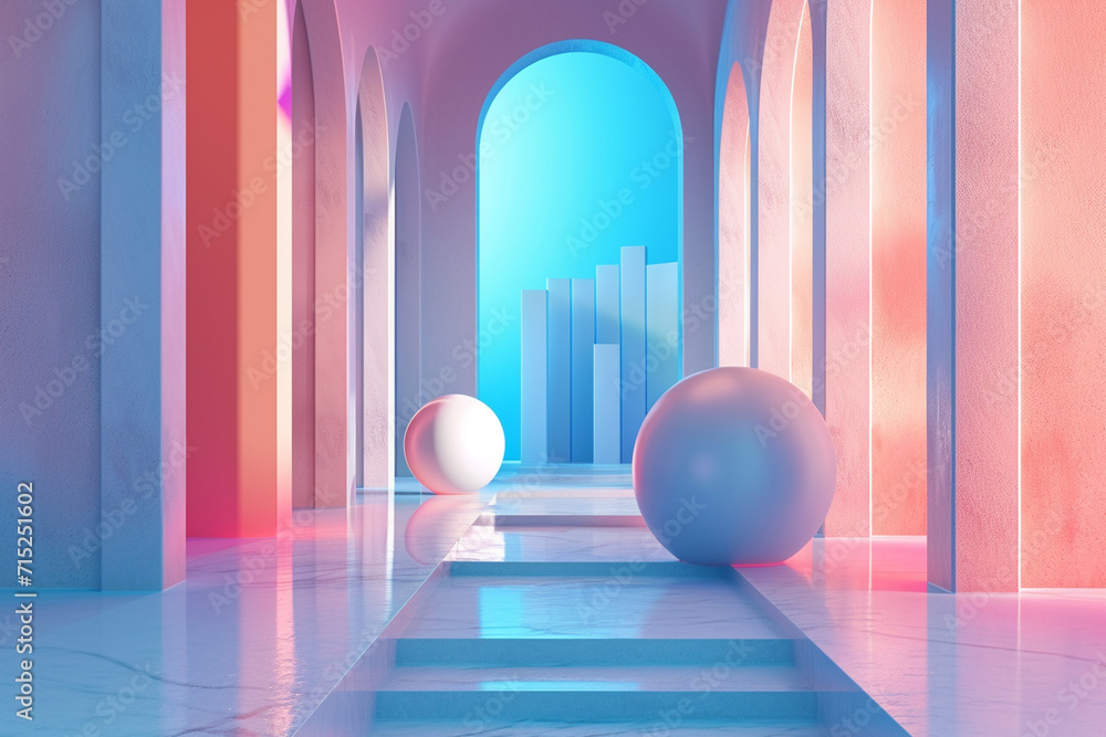 Obraz premium deep 3d immersive world minimalistic style illustration