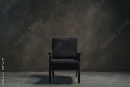 Single interior old chair or armchair in an old home wall background