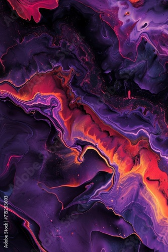 Purple, Red and Black Abstract Wallpaper in the Style of Fluid Organic Forms Dark Orange and Black Ephemeral Installations Saturated Pigment created with Generative AI Technology