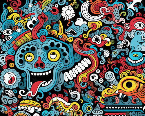 Colorful doodle monsters in abstract style © Chawapong