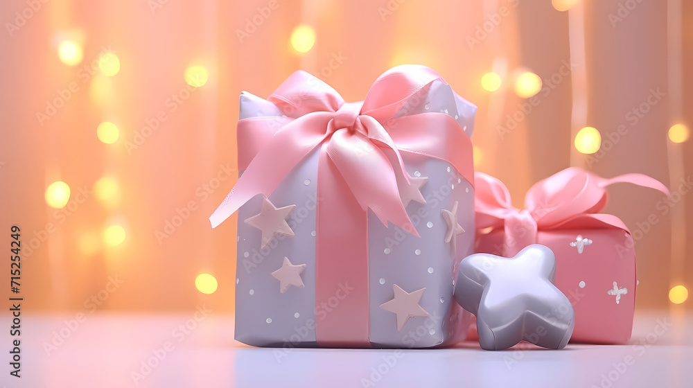 Fototapeta premium Gift background for birthdays, holiday anniversaries, Valentine's Day and weddings