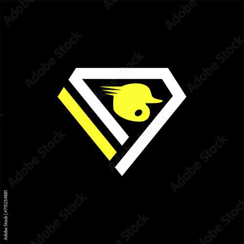 Logo design graphic concept creative premium vector sign unique stock abstract line diamond with fast baseball helmet. Related to sport elite monogram