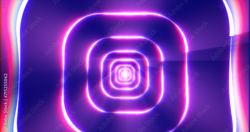 Purple energy digital square rectangle tunnel frame made of lines and dots futuristic magical glowing bright. Abstract background Purple energy digital square rectangle tunnel frame made of lines and dots futuristic magical glowing bright. Abstract background