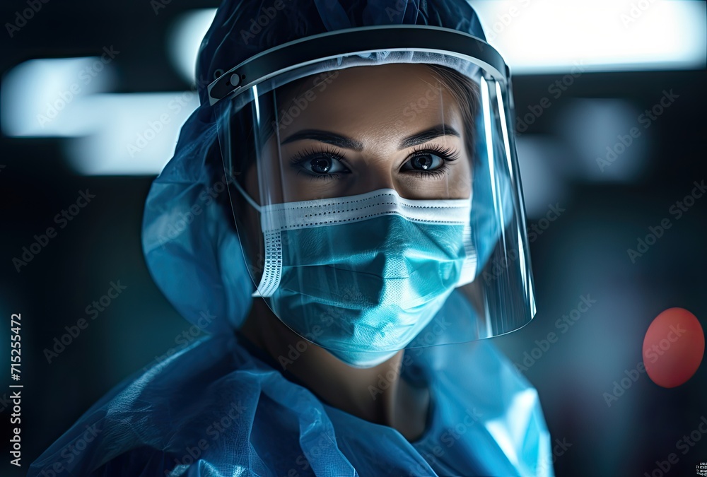 A portrait of a healthcare worker dressed in full protective gear, emphasizing the dedication and commitment to providing care in challenging circumstances. A portrait of a healthcare worker dressed in full protective gear, emphasizing the dedication and commitment to providing care in challenging circumstances.