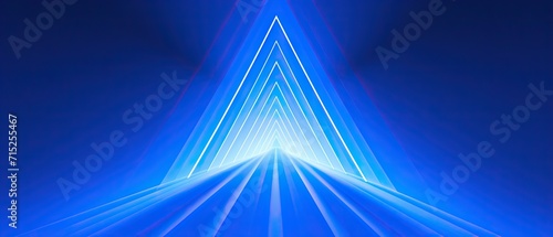 Abstract blue light lines creating a triangular tunnel effect