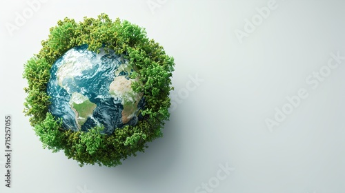 Green earth day on isolated white background. Care for the environment and ecology. Resources that are sustainable, renewable, and green, generative ai