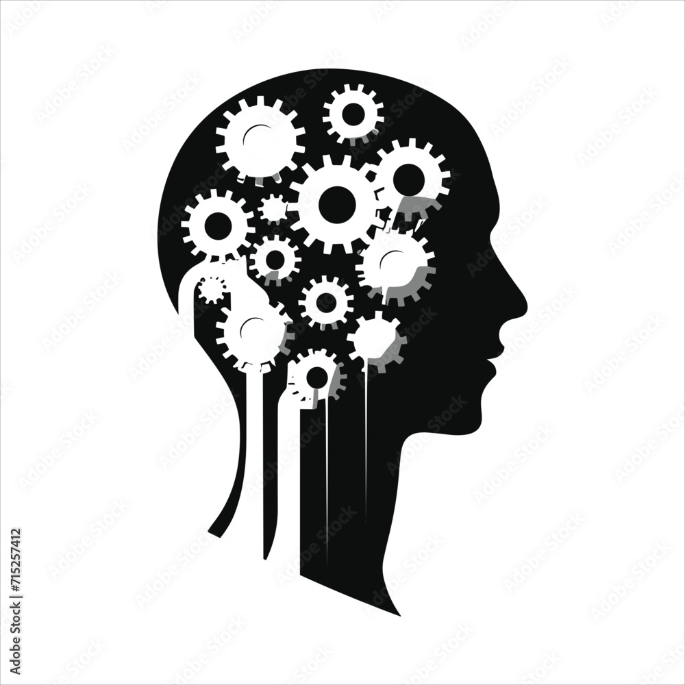 cogs interlocked within two heads talking corporate vector illustrations cogs interlocked within two heads talking corporate vector illustrations