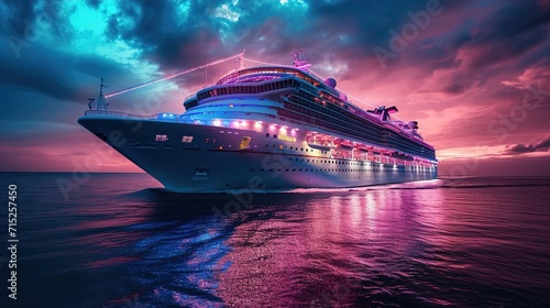 a cruise with a beauty pageant, traveling, ocean, sea, generative ai photo