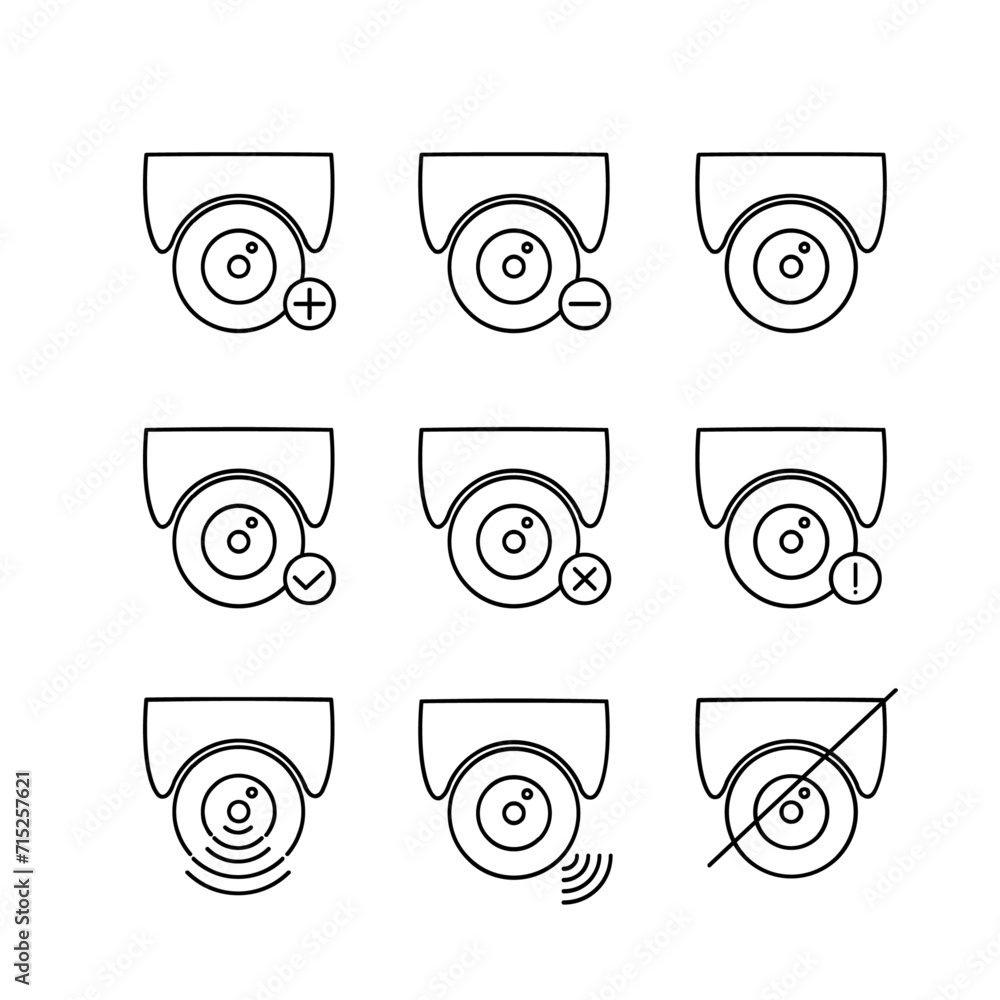 cctv camera icon line set collection design cctv camera icon line set collection design