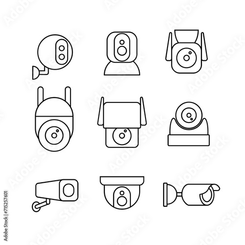 cctv camera icon line set collection design